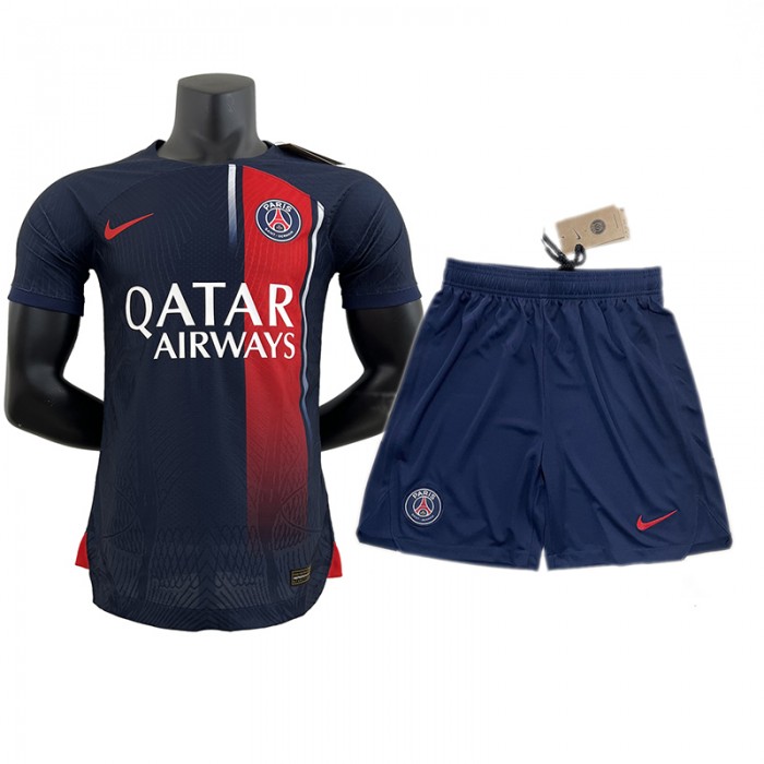 23/24 Paris Saint-Germain PSG Home Blue Red Jersey Kit short Sleeve (Shirt + Short) (player version)-4405279