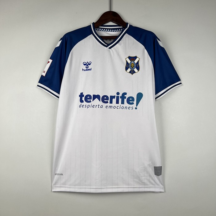 23/24 Hummel Tenerife Home White Blue Jersey Kit short sleeve-8638380