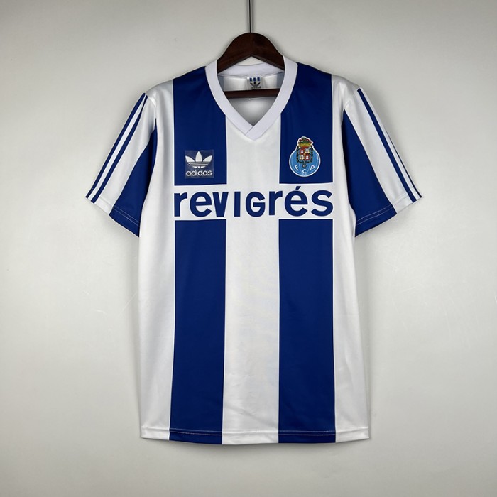 Retro 90/93 Porto Home White Blue Jersey Kit short sleeve-355834