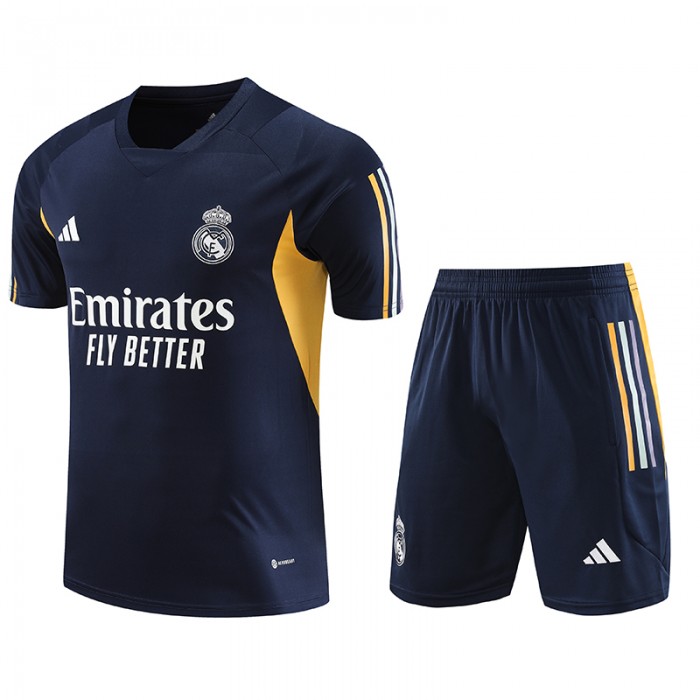 23/24 Real Madrid Navy Blue Training jersey Kit short sleeve (Shirt + Short)-6549589