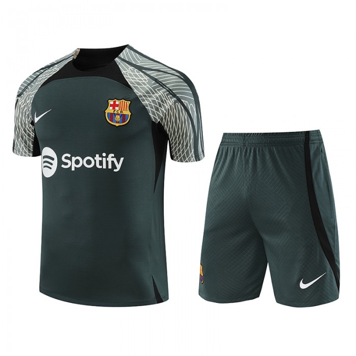 23/24 Barcelona Black Gray Training jersey Kit short sleeve (Shirt + Short)-1387169