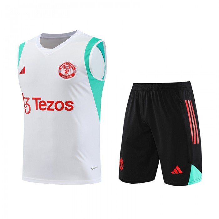 23/24 Manchester United M-U White Training jersey Kit Sleeveless vest (vest + Short)-1456595