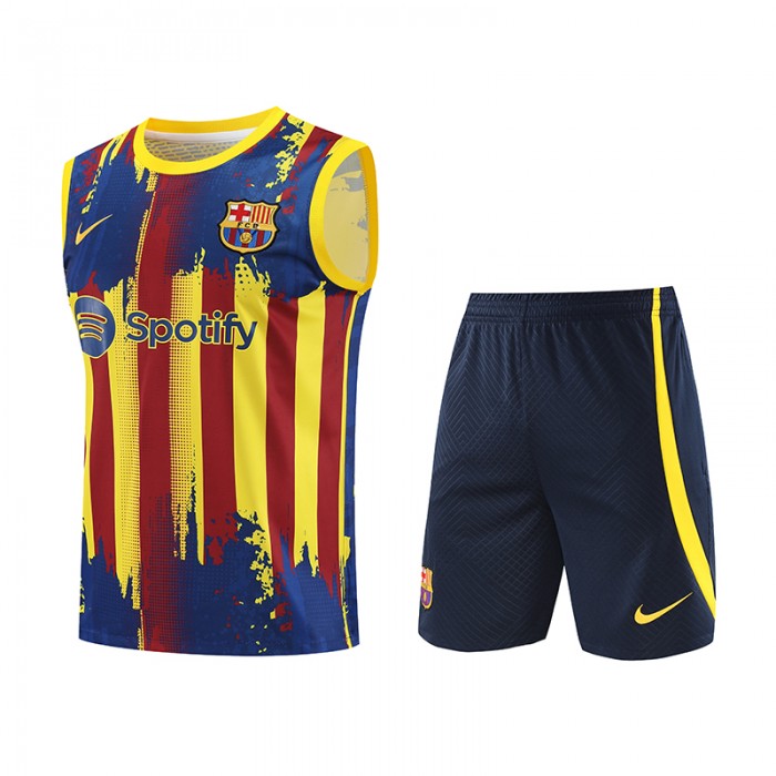 23/24 Barcelona Yellow Blue Training jersey Kit Sleeveless vest (vest + Short)-9544931