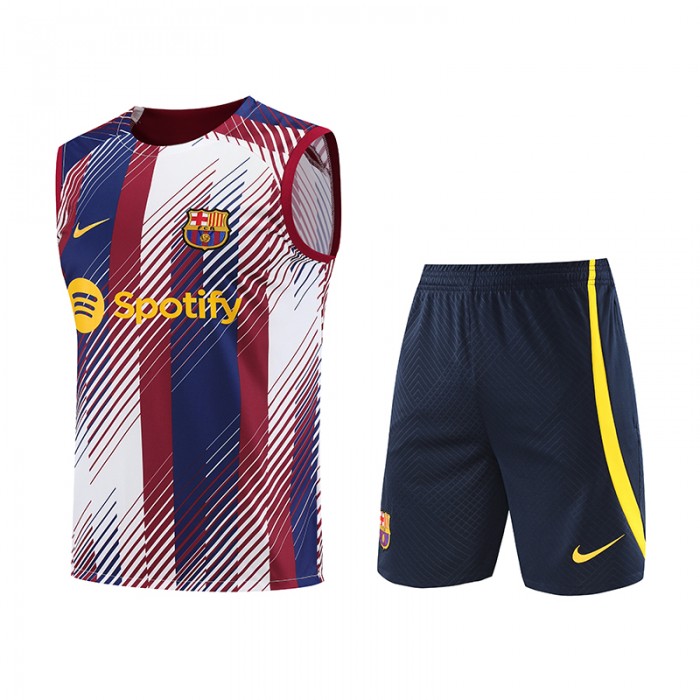 23/24 Barcelona White Red Training jersey Kit Sleeveless vest (vest + Short)-2241722