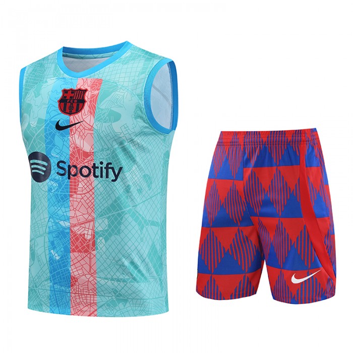 23/24 Barcelona Blue Pink Training jersey Kit Sleeveless vest (vest + Short)-9616354