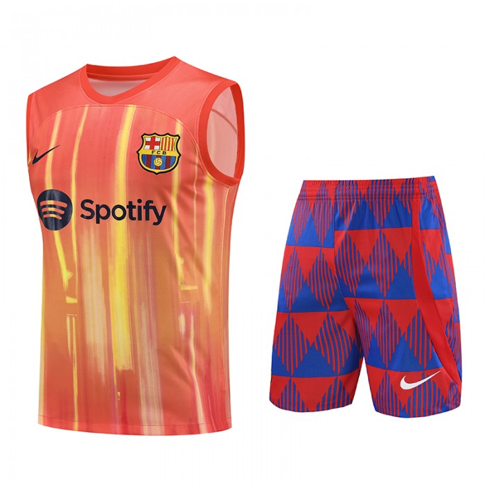 23/24 Barcelona Orange Yellow Training jersey Kit Sleeveless vest (vest + Short)-6185421