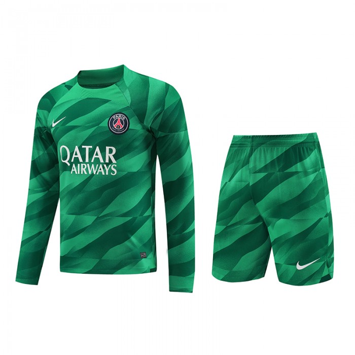 23/24 Goalkeeper Paris Saint-Germain PSG Green Jersey Kit Long Sleeve (Long Sleeve + Short)-6584424