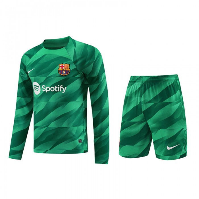 23/24 Goalkeeper Barcelona Green Jersey Kit Long Sleeve (Long Sleeve + Short)-4835308
