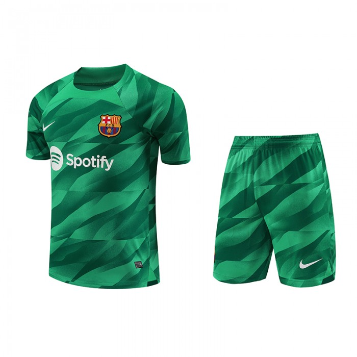 23/24 Goalkeeper Barcelona Green Jersey Kit short Sleeve (Shirt + Short)-4049029