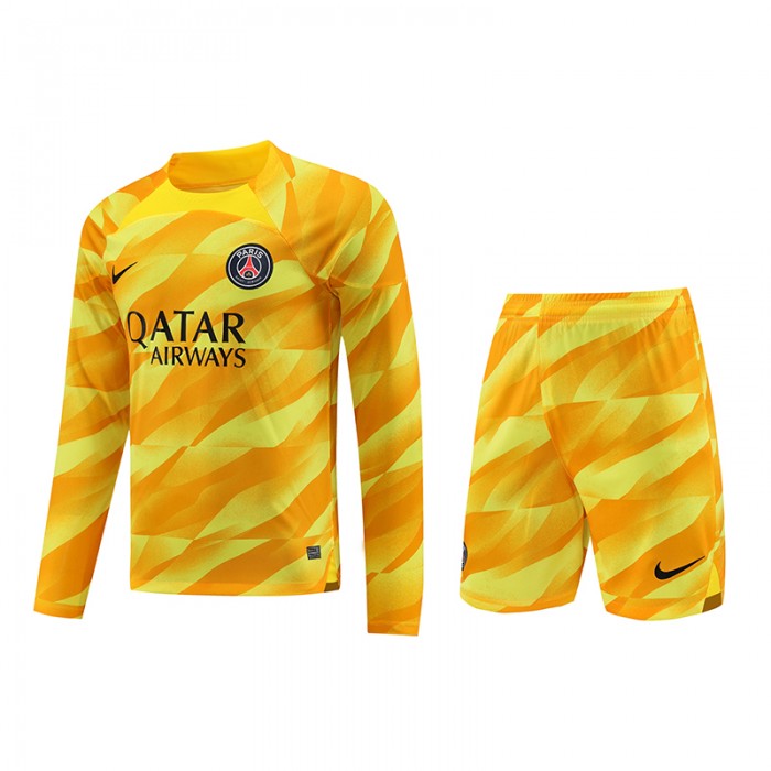 23/24 Goalkeeper Paris Saint-Germain PSG Yellow Orange Jersey Kit Long Sleeve (Long Sleeve + Short)-9810695