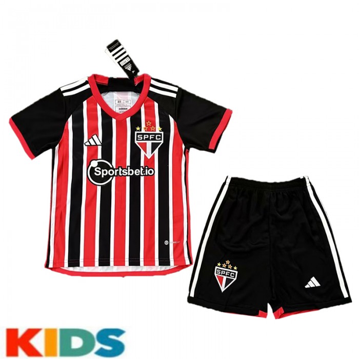 23/24 Kids Sao Paulo Futebol Clube Away Black Red Kids Jersey Kit short Sleeve (Shirt + Short)-3856590