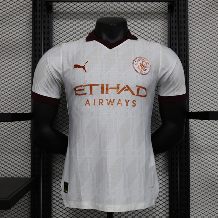 23/24 Manchester City Away White Jersey Kit short sleeve (Player Version)-2596467