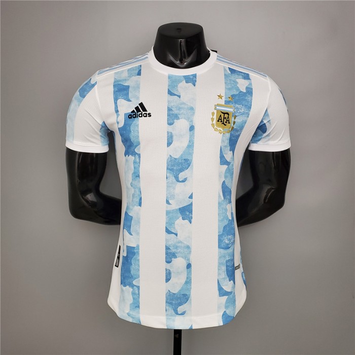 2021 Argentina Home White Blue Jersey Kit short sleeve (player version)-3353403