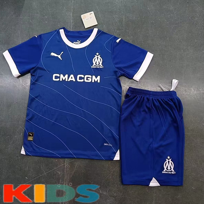23/24 Kids Marseille Away Blue Kids Jersey Kit short Sleeve (Shirt + Short)-8067068