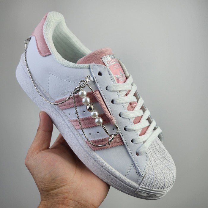 Superstar Running Shoes-White/Pink-2653950