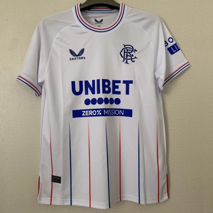 23/24 Glasgow Rangers Away White Jersey Kit short sleeve-8756345