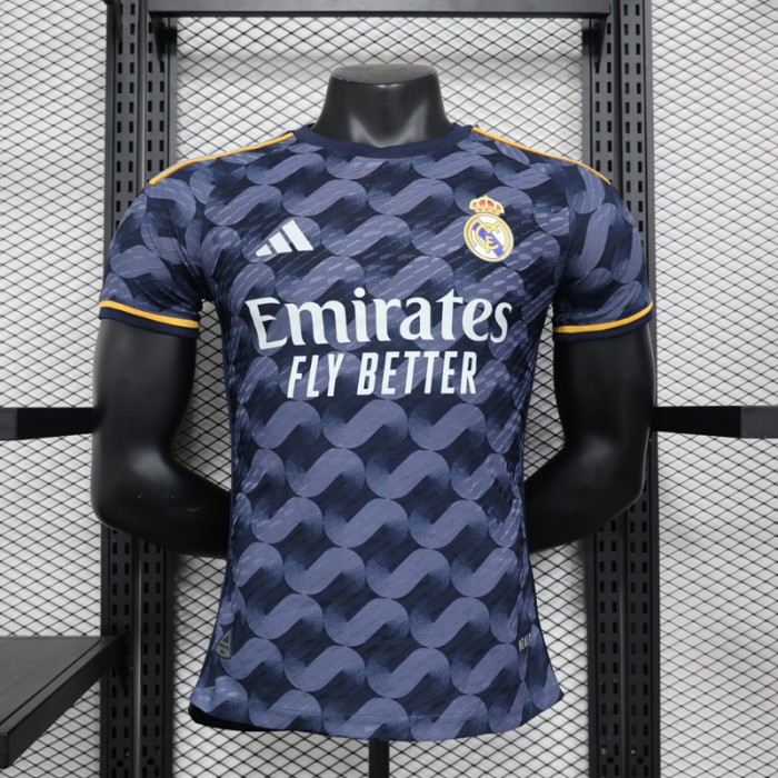 23/24 Real Madrid Away Black Gray Jersey Kit short Sleeve (Player Version)-291684