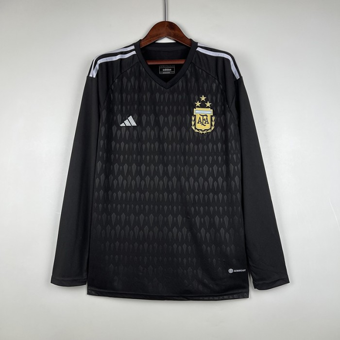 2023 Goalkeeper Argentina Black Jersey Kit Long sleeve-931536