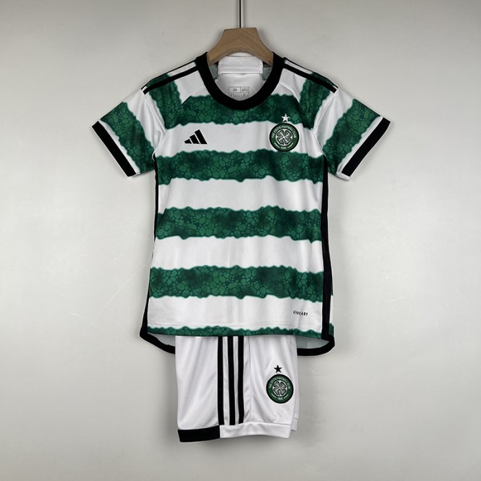23/24 Celtic Kids home Green White Kids Jersey Kit short sleeve (Shirt + Short )-4309623