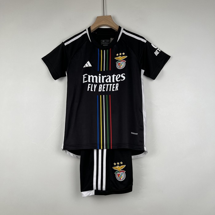 23/24 Benfica Kids Away Black Kids Jersey Kit short sleeve (Shirt + Short )-4800622