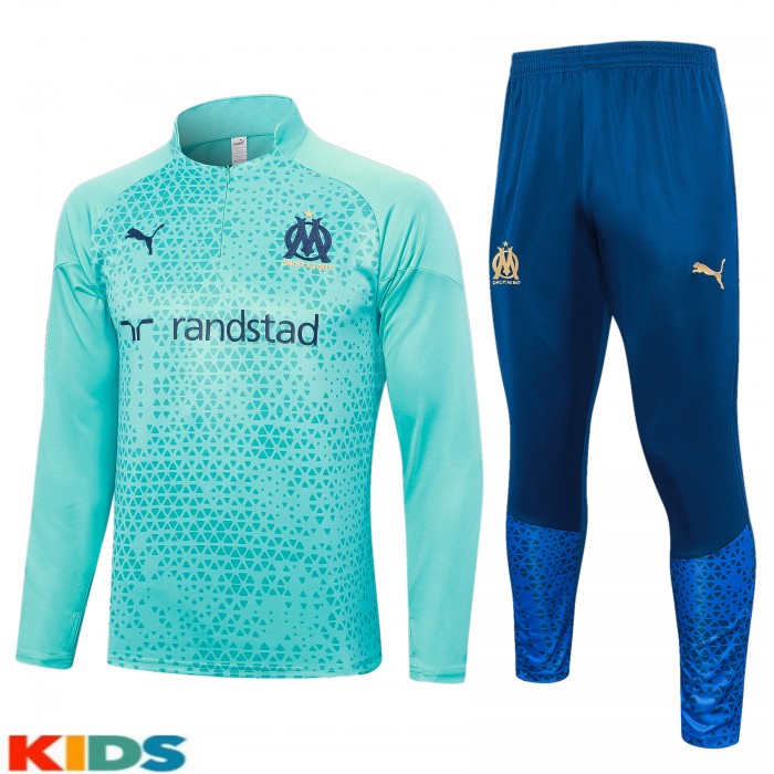 23/24 Marseille Kids Blue Edition Classic Jacket Training Suit (Top+Pant)-6736736