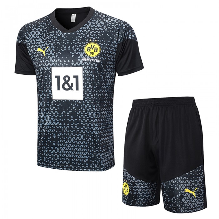 23/24 Borussia Dortmund Black Training jersey Kit short sleeve (Shirt + Short)-7912594