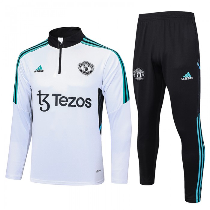 23/24 Manchester United M-U White Edition Classic Jacket Training Suit (Top+Pant)-1673966