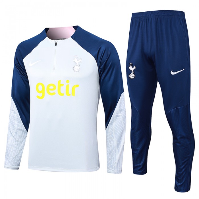 23/24 Tottenham Hotspur White Blue Edition Classic Jacket Training Suit (Top+Pant)-1665870