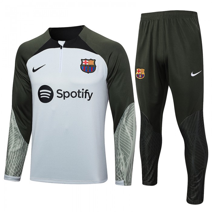 23/24 Barcelona White Gray Edition Classic Jacket Training Suit (Top+Pant)-1205287