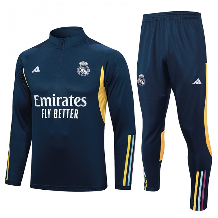 23/24 Real Madrid Navy Blue Edition Classic Jacket Training Suit (Top+Pant)-5678662