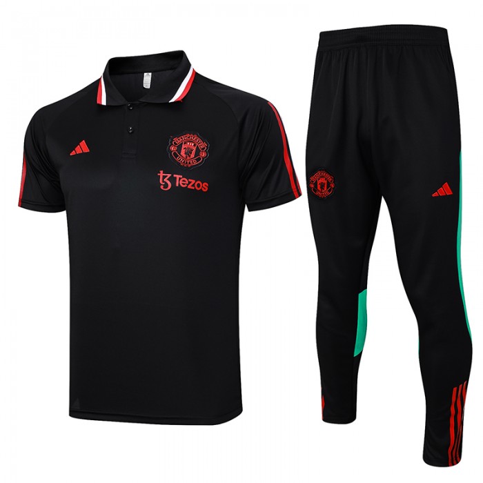 23/24 Bayern Munich M-U POLO Black Training jersey Kit short sleeve (Shirt + Pants)-515297
