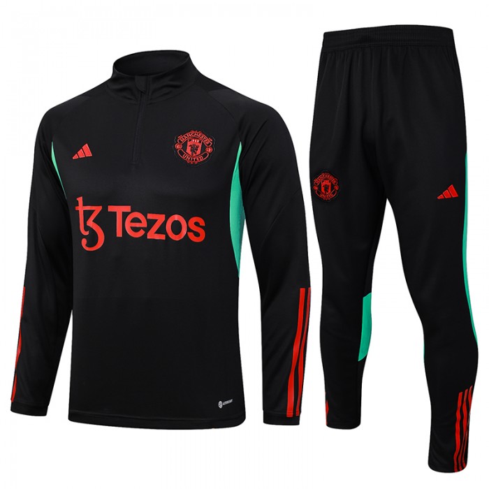 23/24 Manchester United M-U Black Green Edition Classic Jacket Training Suit (Top+Pant)-9599644
