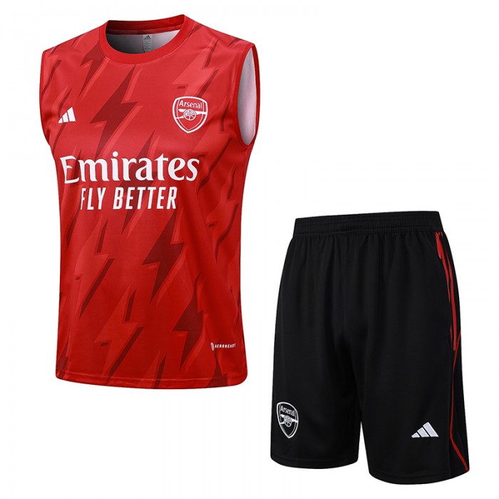 23/24 Arsenal Red vest training suit kit White Suit Shorts Kit Jersey (Vest + Short)-9225350