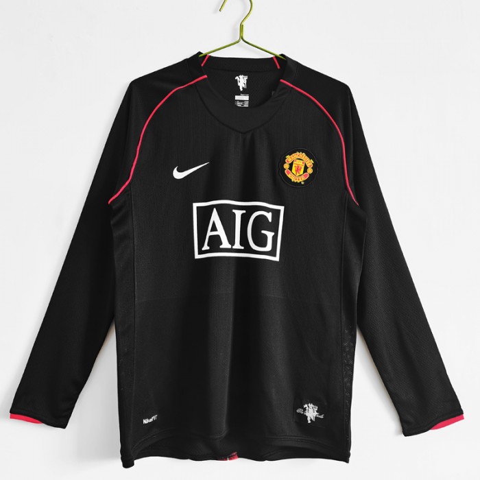 Retro 07/08 Manchester United M-U Away Black Jersey Kit Long sleeve-4428243