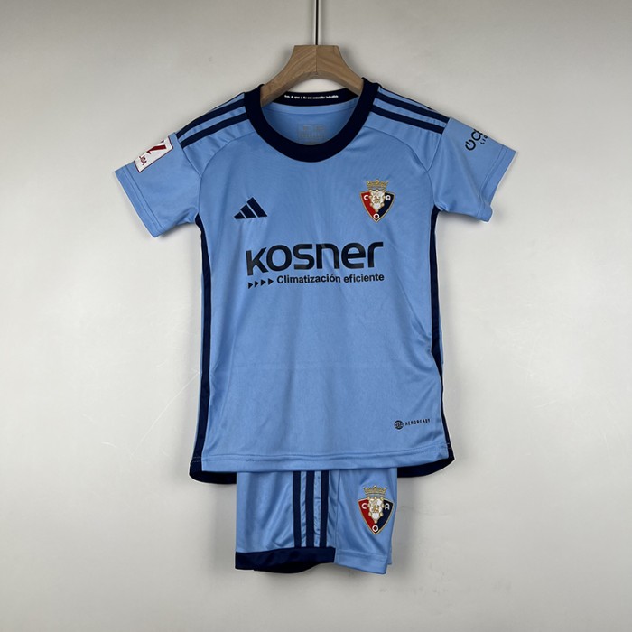 23/24 Kids Osasuna Away Blue Kids Jersey Kit short Sleeve (Shirt + Short)-7160726