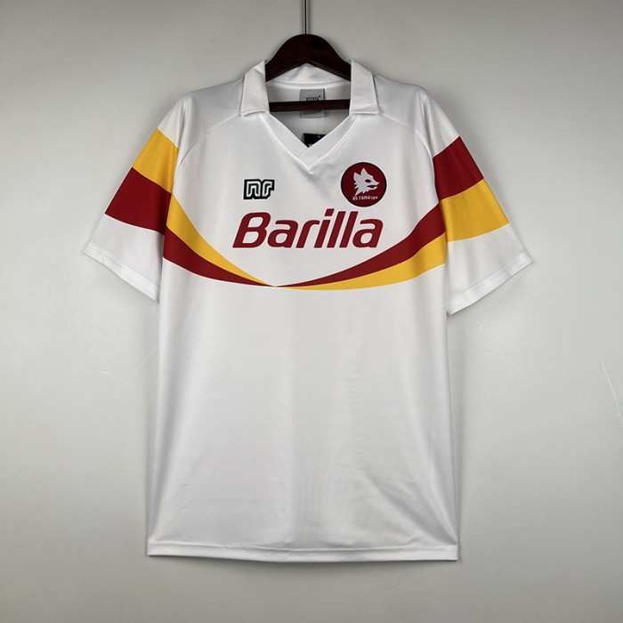 Retro 90/91 Roma Away White Jersey Kit short sleeve-7624383