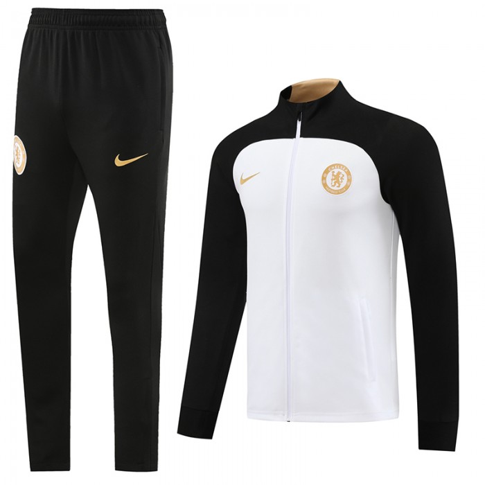 23/24 Chelsea White Black Edition Classic Jacket Training Suit (Top+Pant)-5542126