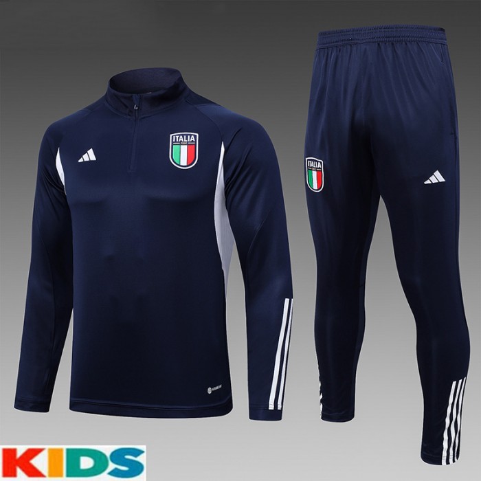 2023 Kids Italy Navy Blue Kids Edition Classic Jacket Training Suit (Top+Pant)-2824260