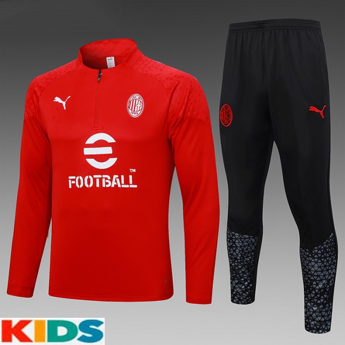 23/24 Kids AC Milan Red Kids Edition Classic Jacket Training Suit (Top+Pant)-3140722
