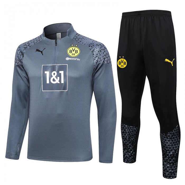 23/24 Borussia Dortmund Gray Edition Classic Jacket Training Suit (Top+Pant)-4309190