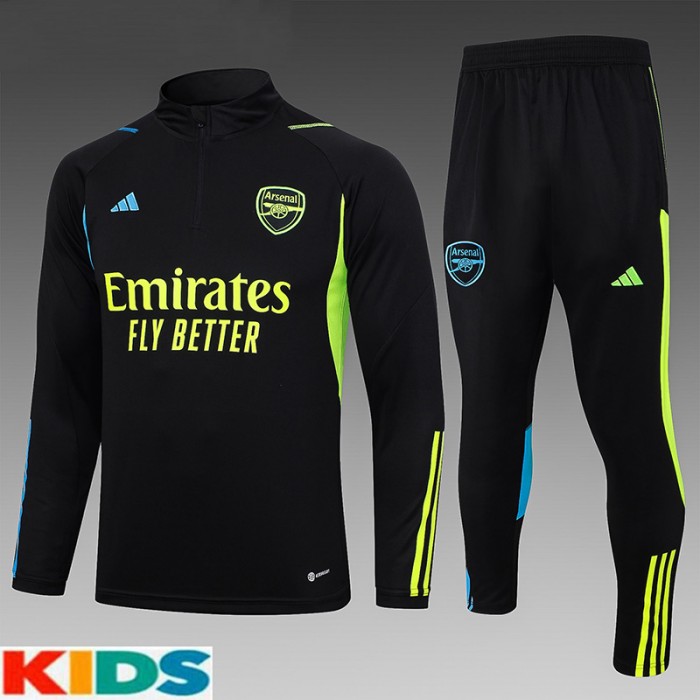 23/24 Kids Arsenal Black Kids Edition Classic Jacket Training Suit (Top+Pant)-3783505