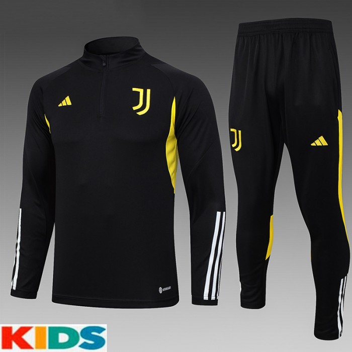 23/24 Kids Juventus Black Kids Edition Classic Jacket Training Suit (Top+Pant)-9219834