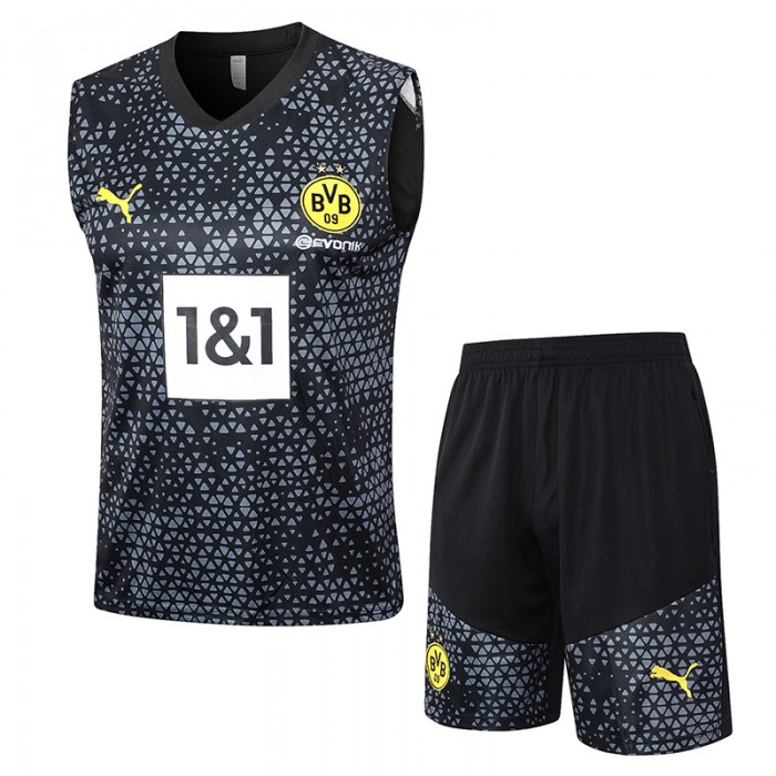 23/24 Borussia Dortmund Black Training jersey Kit Sleeveless vest (vest + Short)-1839522