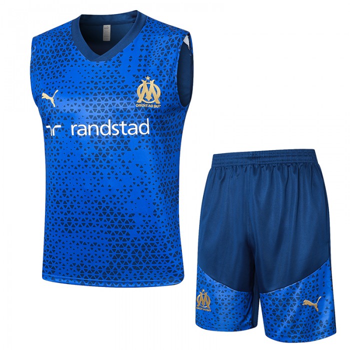 23/24 Marseille Blue Training jersey Kit Sleeveless vest (vest + Short)-4466886