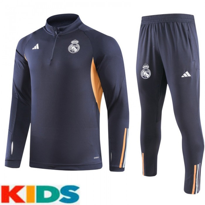 23/24 Kids Real Madrid Gray Kids Edition Classic Jacket Training Suit (Top+Pant)-4268956