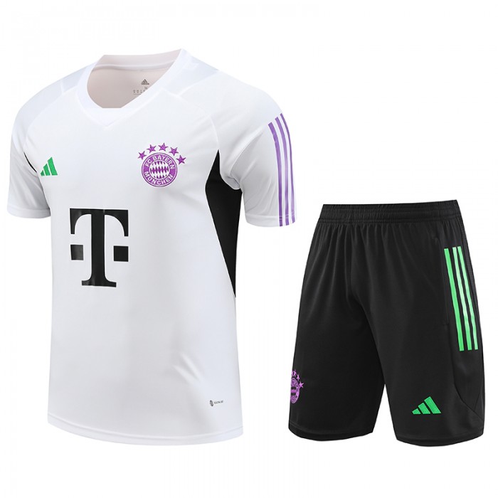 23/24 Bayern Munich White Training jersey Kit short sleeve (Shirt + Short)-6258816