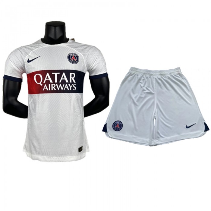 23/24 Paris Saint-Germain PSG Away White jersey Kit short sleeve (Shirt + Short) (Player Version)-1345312