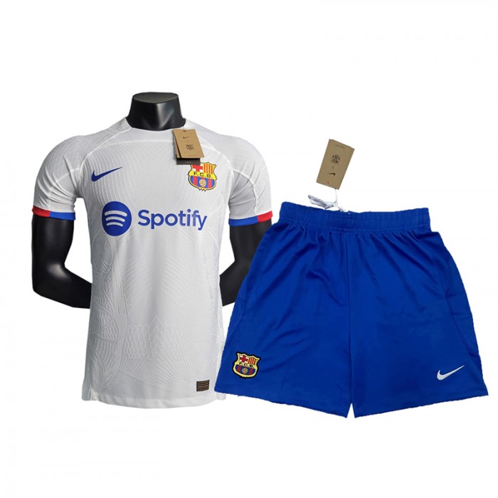 23/24 Barcelona Away White jersey Kit short sleeve (Shirt + Short) (player version)-1141300