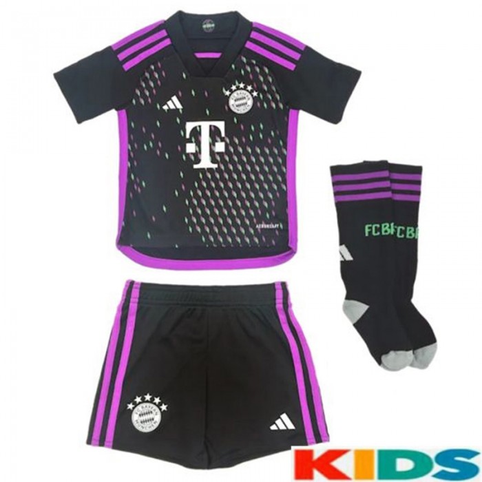 23/24 Kids Bayern Munich City Away Black Kids Jersey Kit short Sleeve (Shirt + Short + Socks)-1352535