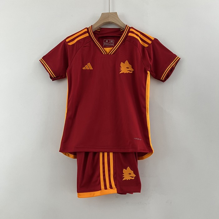 23/24 Kids Roma Home Red Kids Jersey Kit short Sleeve (Shirt + Short)-8101887